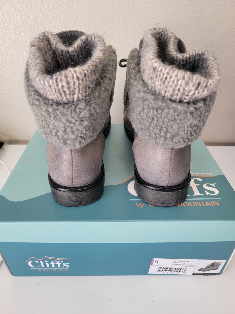 Cliffs by White Mountain Women Ankle Boots Gray Size 9M Lace Up Fleece Comfort - Picture 4 of 10